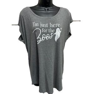 Maurices "I'm Just Here For The Boos" Gray/White Graphic Tee Short Sleeve Size M